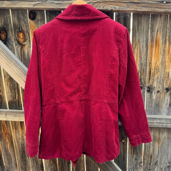Bass Cranberry Red Vintage Y2K Cotton Corduroy Double Breasted Blazer Womens Med - Picture 3 of 11